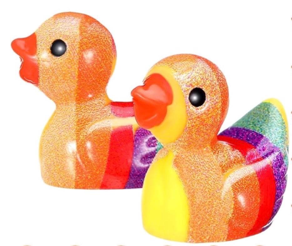 Set of 10 Rainbow Mini Resin Ducks, Tiny Figurines, Fairy Garden Decor Pride Ducks - Thumbnail 3