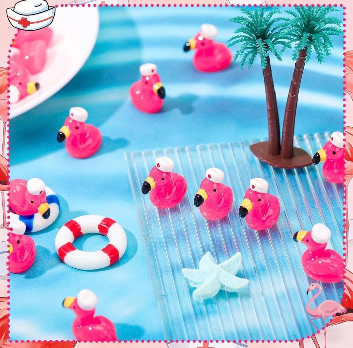 Set of 5 Nurse Flamingo Ducks Mini Resin Figurines, Cute Pink Ducks, Jeep Ducks, Cruise Ducks, Nurse Gift, Party Favors Decor - Thumbnail 7