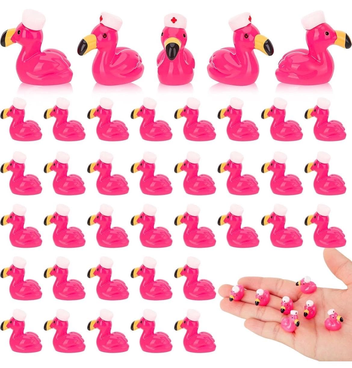 Set of 5 Nurse Flamingo Ducks Mini Resin Figurines, Cute Pink Ducks, Jeep Ducks, Cruise Ducks, Nurse Gift, Party Favors Decor - Thumbnail 3