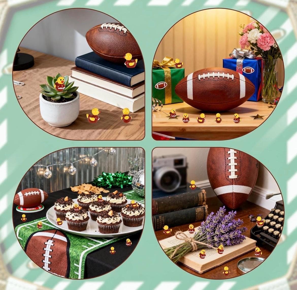 Mini Football Ducks Set of 5, Sports Rubber Ducks, Jeep Ducks Cruise Ducks, Game Day Decor, Tiny Resin Ducks, Cake Topper Gift - Thumbnail 7