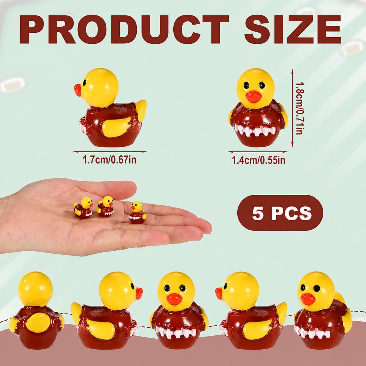 Mini Football Ducks Set of 5, Sports Rubber Ducks, Jeep Ducks Cruise Ducks, Game Day Decor, Tiny Resin Ducks, Cake Topper Gift - Thumbnail 2