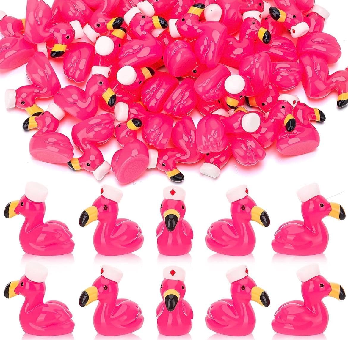 Set of 5 Nurse Flamingo Ducks Mini Resin Figurines, Cute Pink Ducks, Jeep Ducks, Cruise Ducks, Nurse Gift, Party Favors Decor - Thumbnail 5