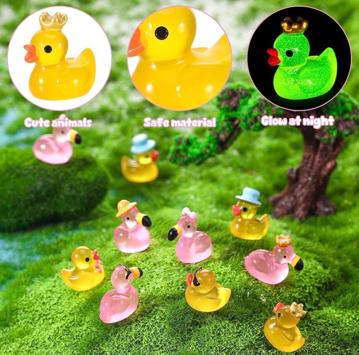 8 Piece Mini Rubber Duck Set: Flamingo, Glow in Dark, Jeep, Cruise Ducks - Thumbnail 5