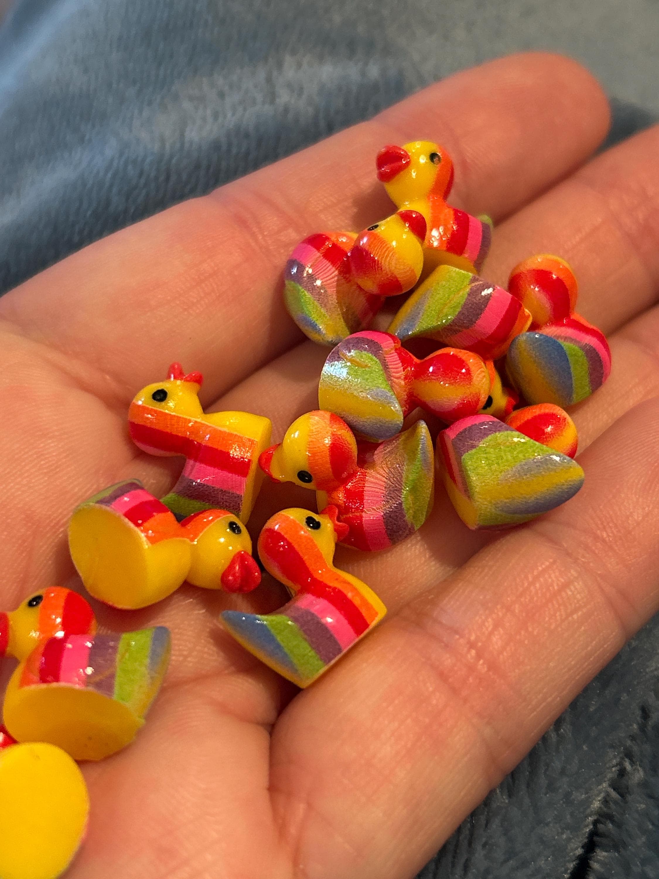 Set of 10 Rainbow Mini Resin Ducks, Tiny Figurines, Fairy Garden Decor Pride Ducks - Thumbnail 5