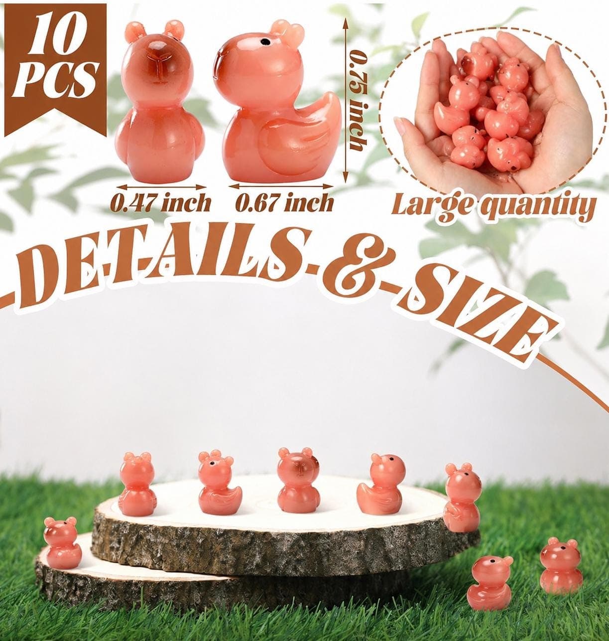 Mini Capybara Duck Figurines 10 Piece Set, Tiny Resin Ducks, Cute Cake Toppers, Fairy Garden Decor, Jeep Ducks Cruise Ducks - Thumbnail 2