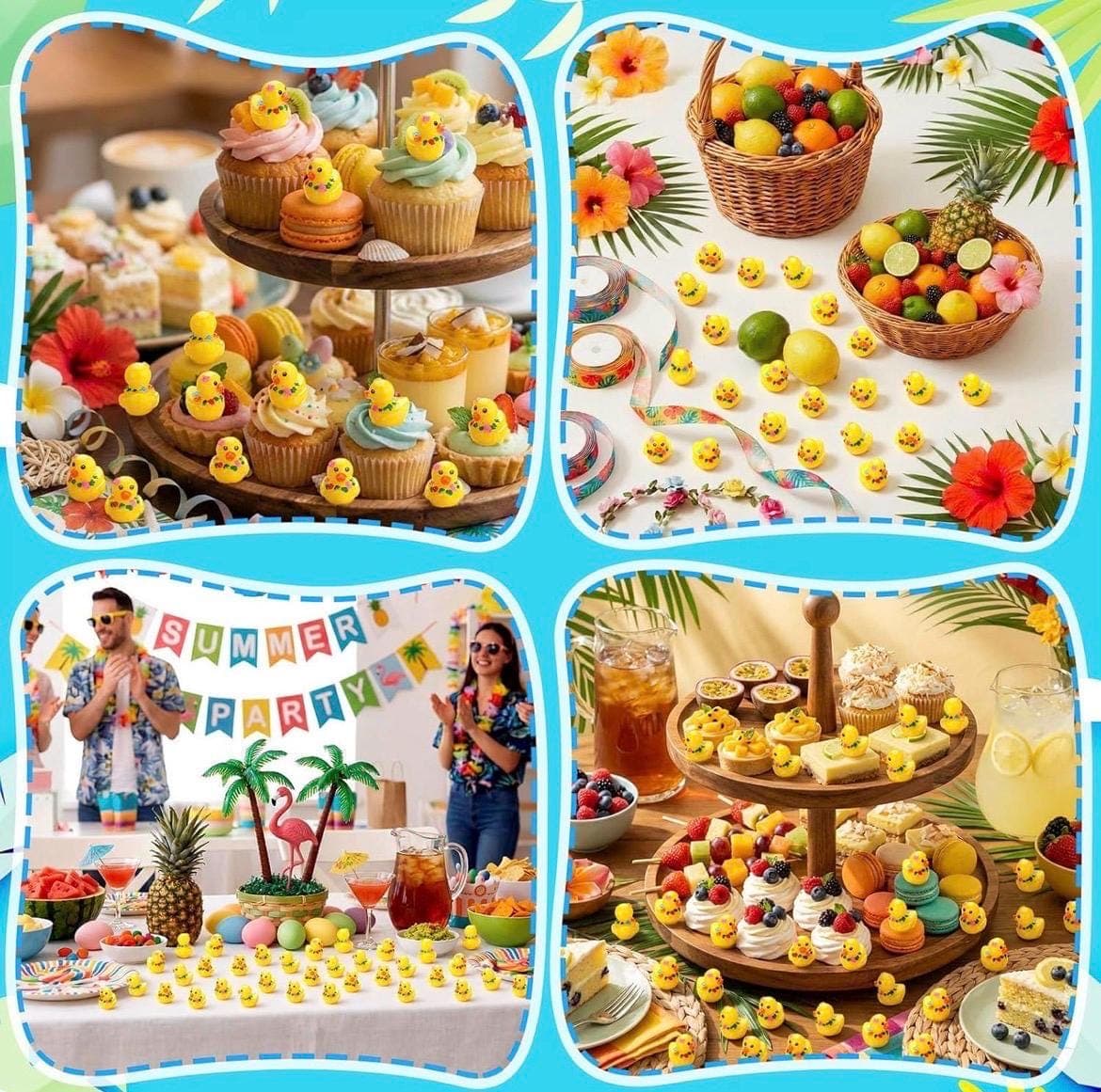 5pc Hawaiian Lei Mini Ducks Set, Tropical Resin Duck Figurines, Cruise Ducks, Jeep Ducks, Luau Party Favors, Tiny Summer Ducks - Thumbnail 6