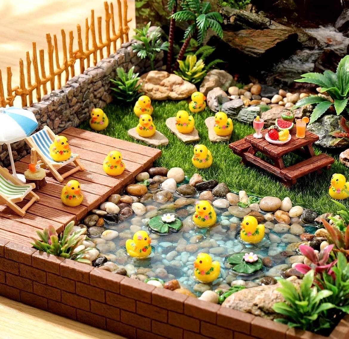 5pc Hawaiian Lei Mini Ducks Set, Tropical Resin Duck Figurines, Cruise Ducks, Jeep Ducks, Luau Party Favors, Tiny Summer Ducks - Thumbnail 5