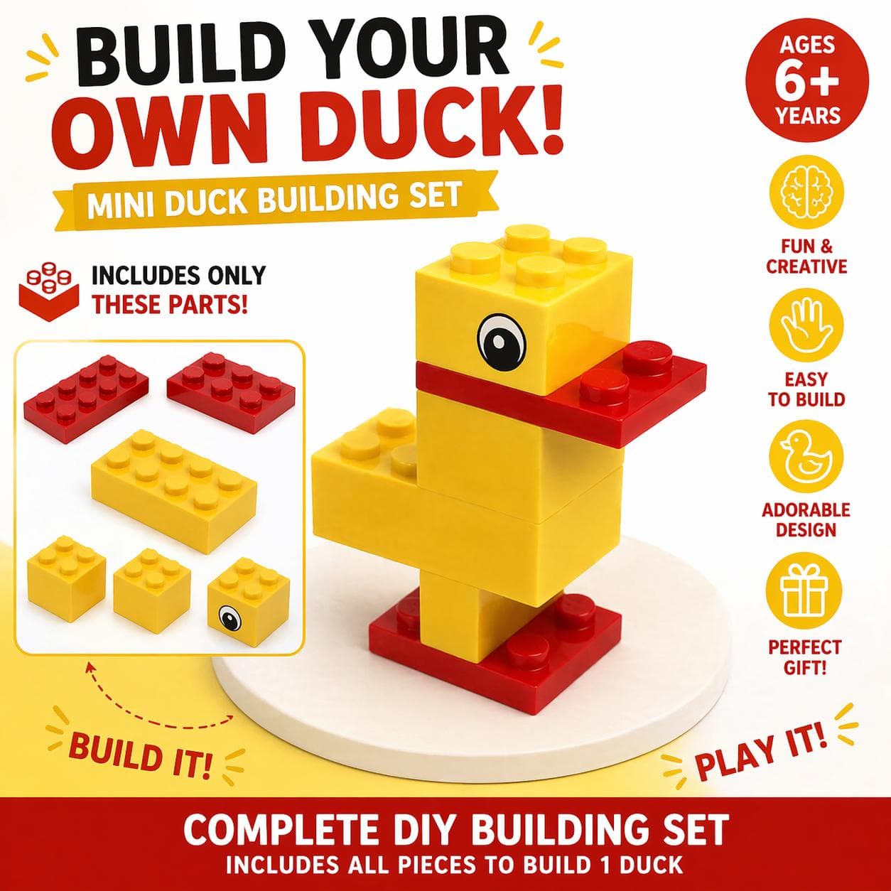 Mini Duck Building Block Set – DIY Toy, Ages 6+ – Creative Animal Puzzle Kit - Image 1