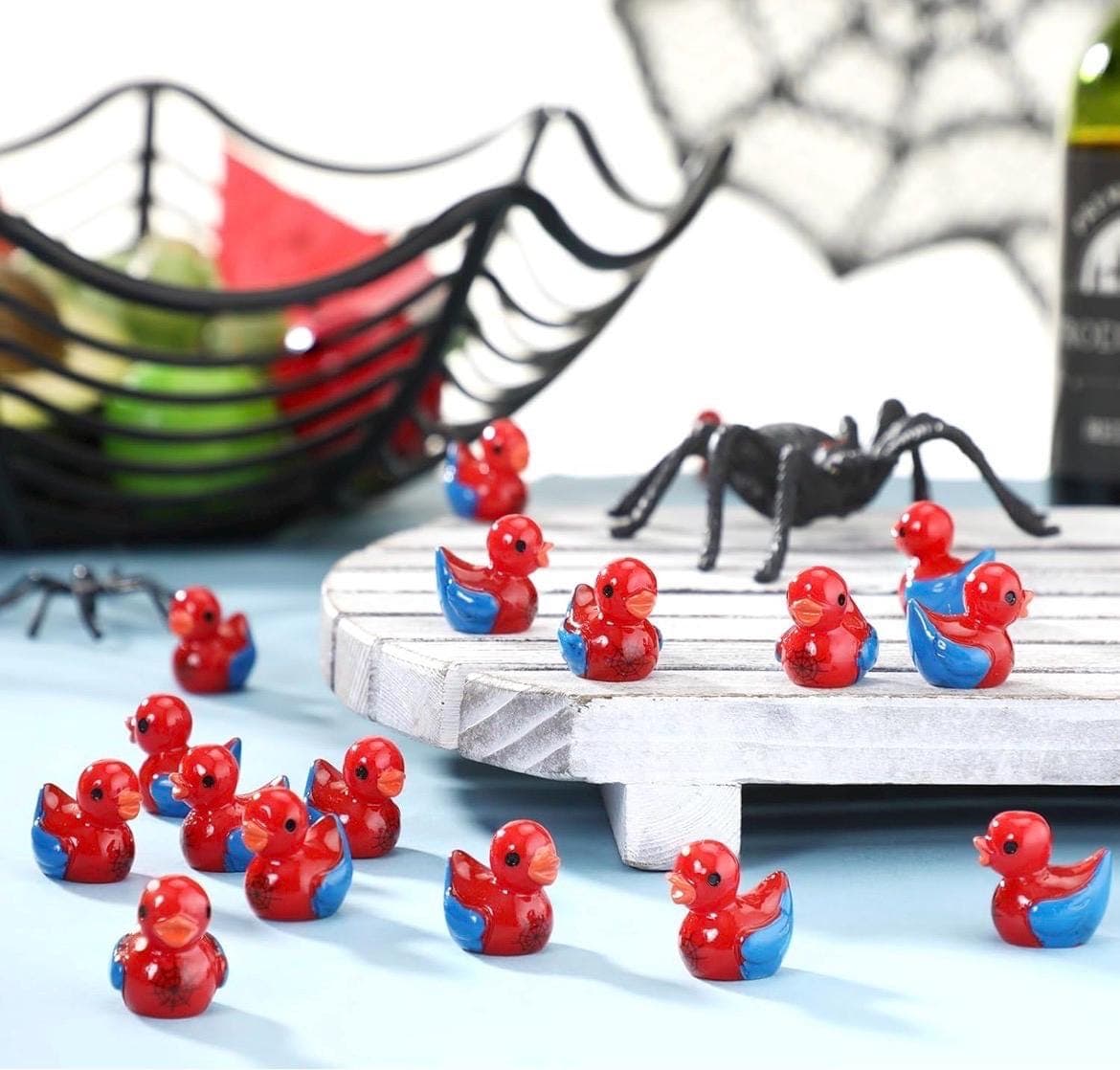 Mini Spider Hero Duck Set – 5pcs Red & Blue Resin Ducks, Jeep Ducks, Cruise Ducks, Superhero Inspired Ducks, Cute Collectible Ducks - Thumbnail 3
