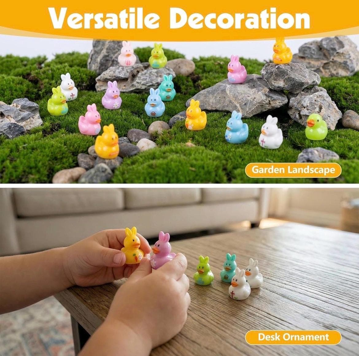10 Mini Resin Rabbit Ducks, Easter Spring Decor, Cruise Jeep Ducking Set - Thumbnail 5