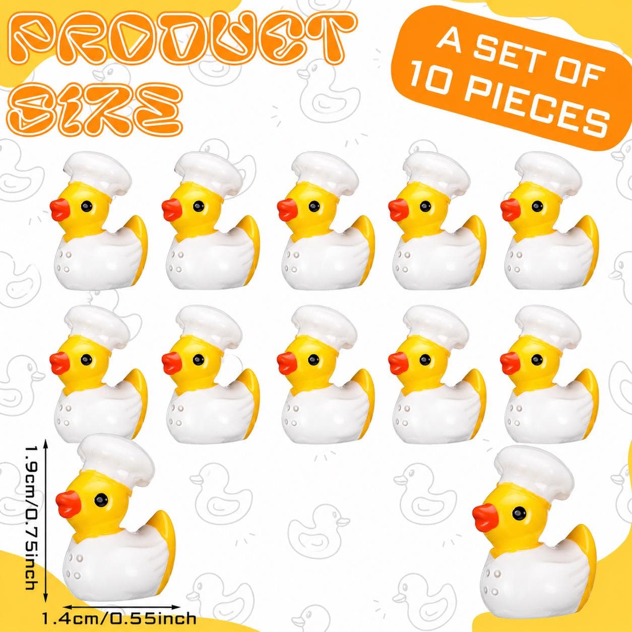 10 Piece Mini Chef Resin Ducks: Kitchen Decor, Party Favors, Jeep, Cruise - Thumbnail 2
