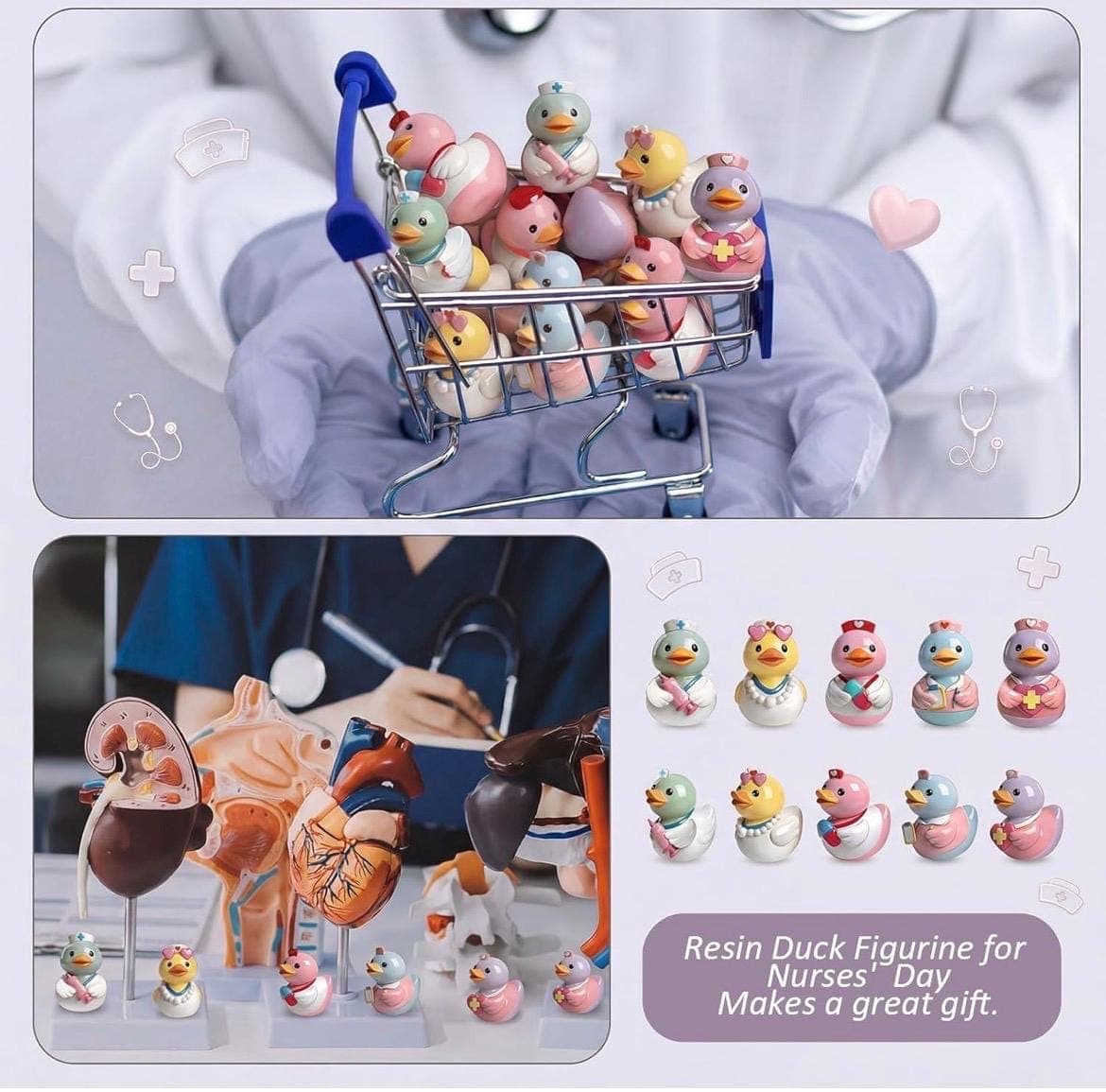 5 Pc Nurse Duck Set Mini Resin Figurines Gift Jeep & Cruise Ducks - Thumbnail 4