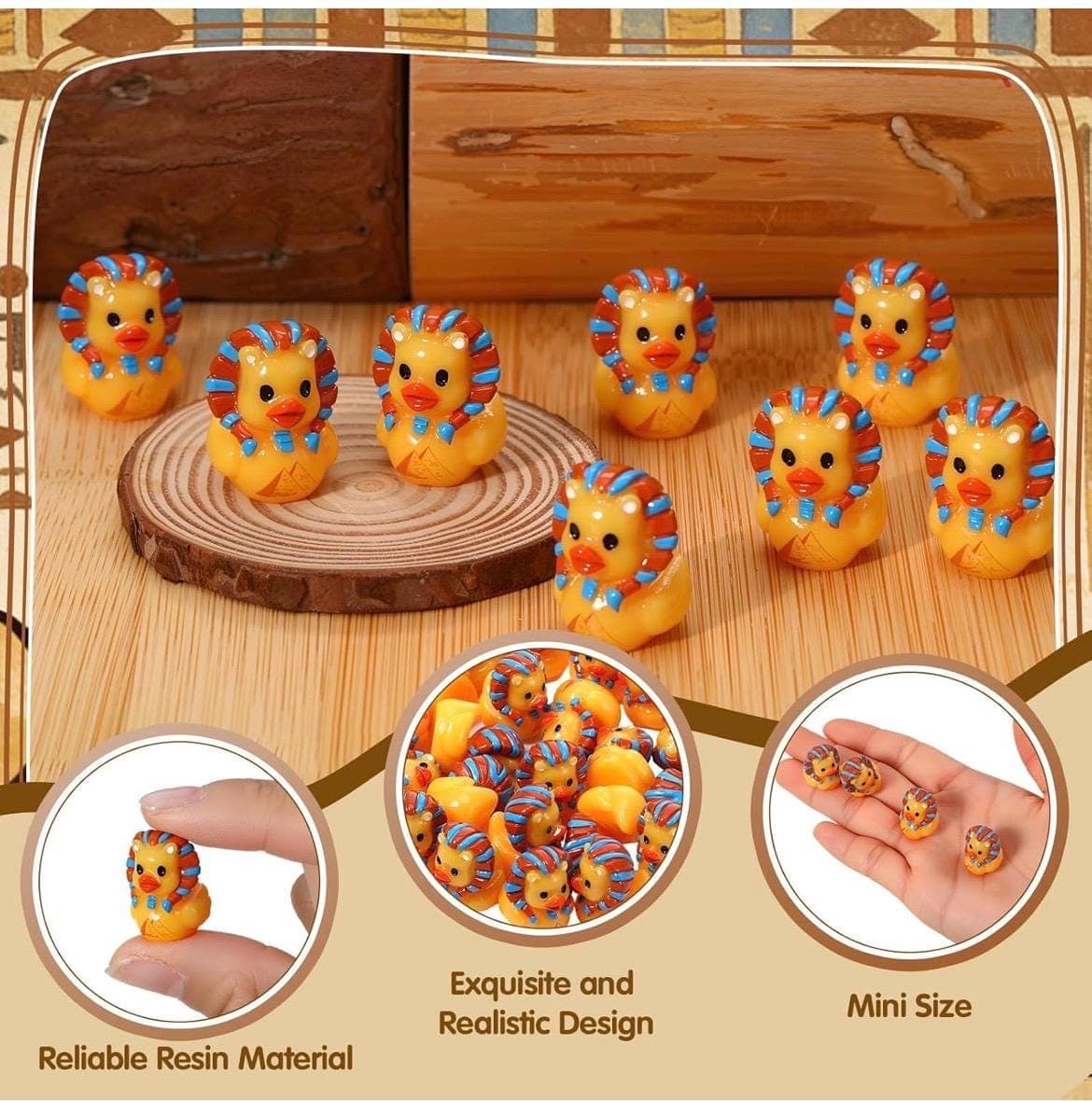 Set of 8 Pharaoh Resin Ducks | Micro Mini Egyptian Figures for Crafts, Fairy Gardens - Thumbnail 4