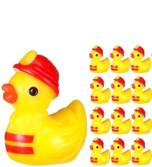10 Piece Fireman Rubber Duck Set: Mini Resin Ducks for Parties, Jeep, Cruise Favors - Thumbnail 3