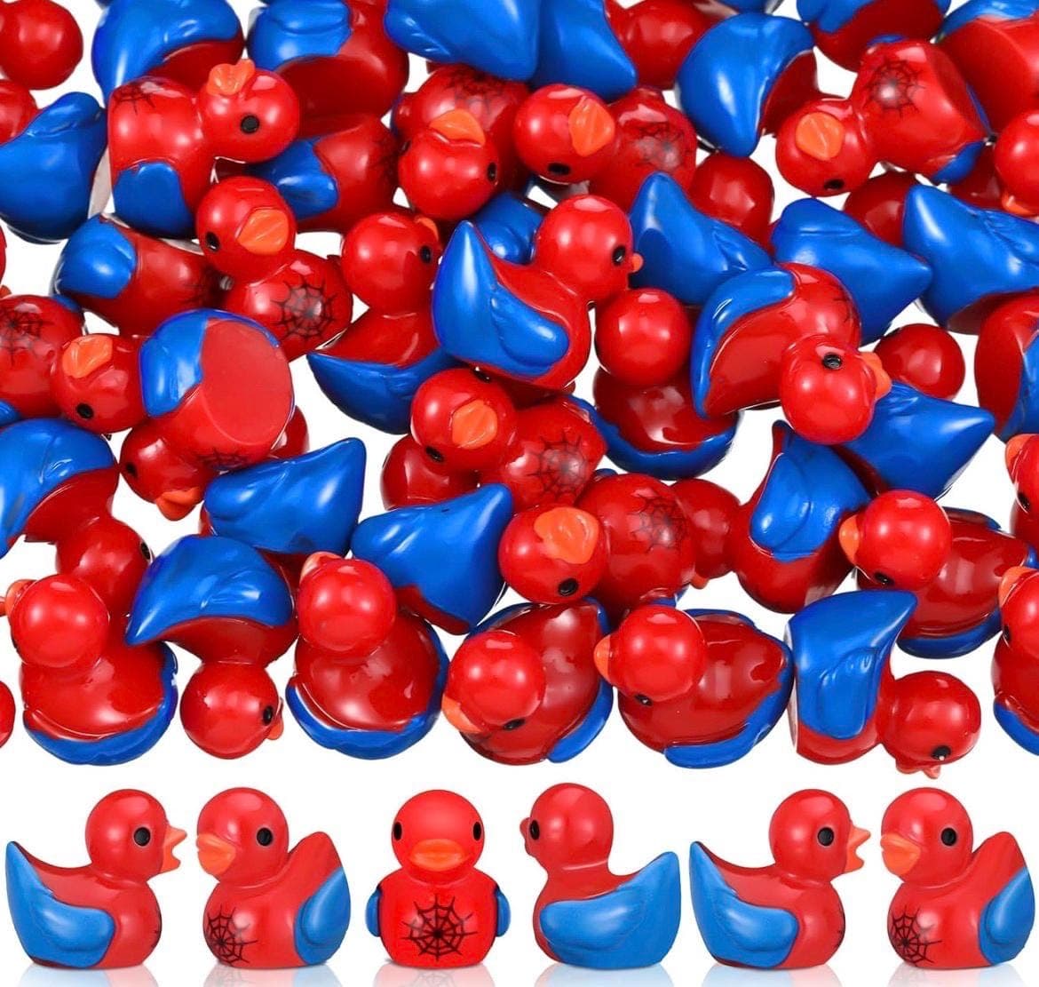 Mini Spider Hero Duck Set – 5pcs Red & Blue Resin Ducks, Jeep Ducks, Cruise Ducks, Superhero Inspired Ducks, Cute Collectible Ducks - Thumbnail 4