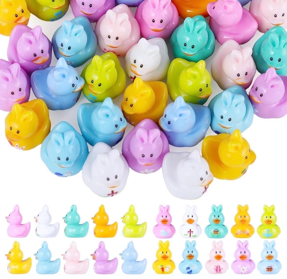 10 Mini Resin Rabbit Ducks, Easter Spring Decor, Cruise Jeep Ducking Set - Thumbnail 2