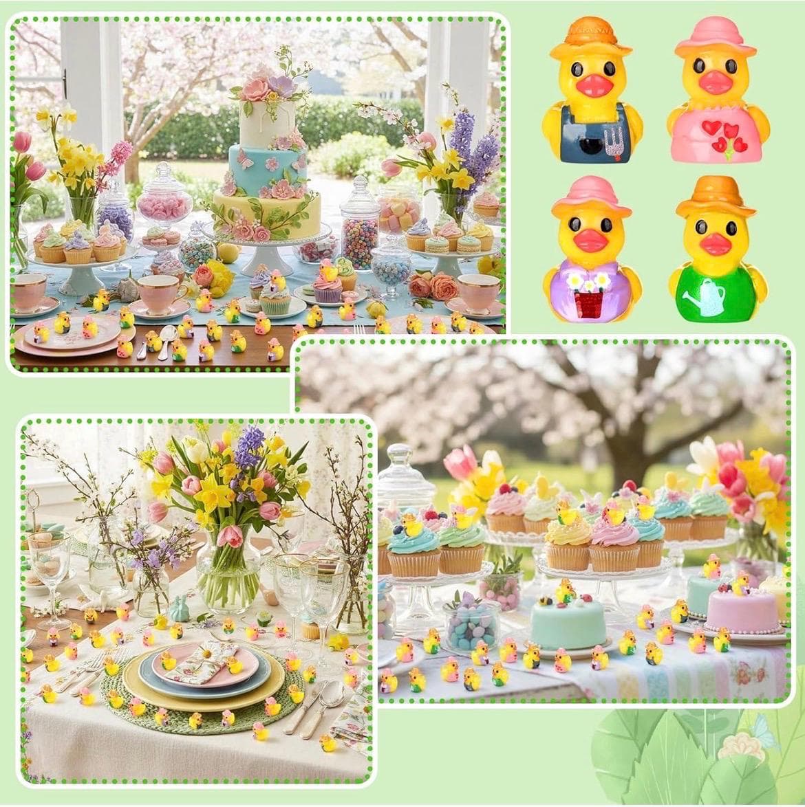 8pc Spring Garden Mini Ducks Set, Resin Duck Figurines, Floral Ducks, Cruise Ducks, Jeep Ducks, Easter Decor, Party Favor Ducks - Thumbnail 5