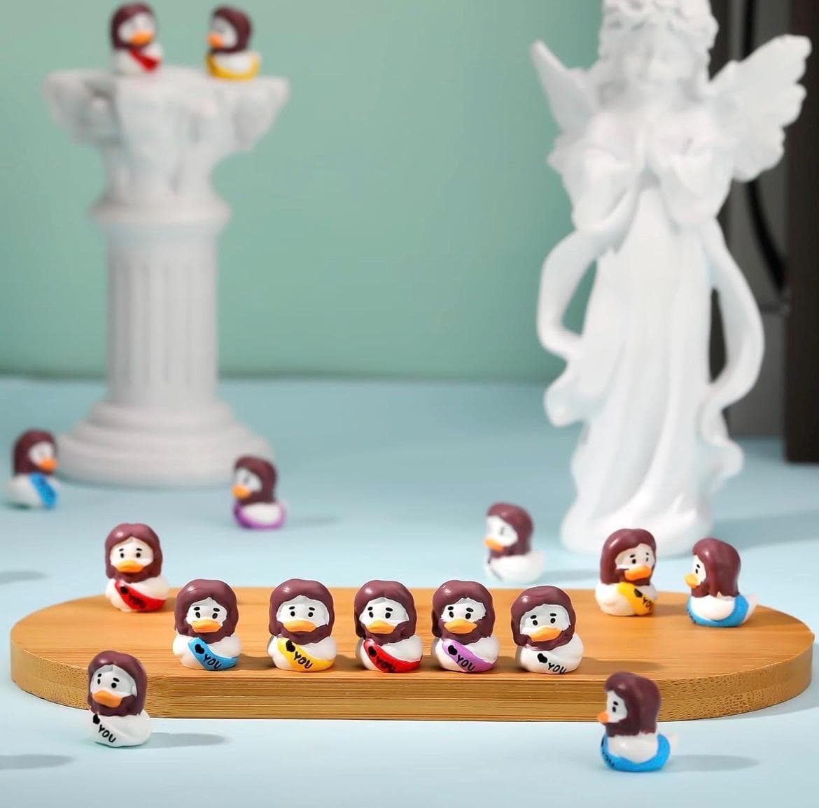 5 Pc Jesus Religious Themed Duck Set Mini Resin Figurines Gift Jeep & Cruise Ducks - Thumbnail 4