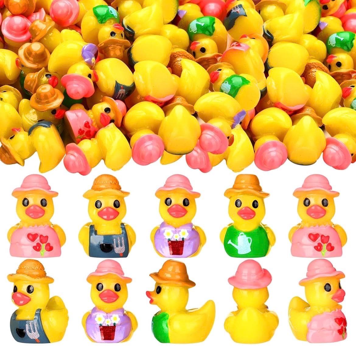 8pc Spring Garden Mini Ducks Set, Resin Duck Figurines, Floral Ducks, Cruise Ducks, Jeep Ducks, Easter Decor, Party Favor Ducks - Thumbnail 3
