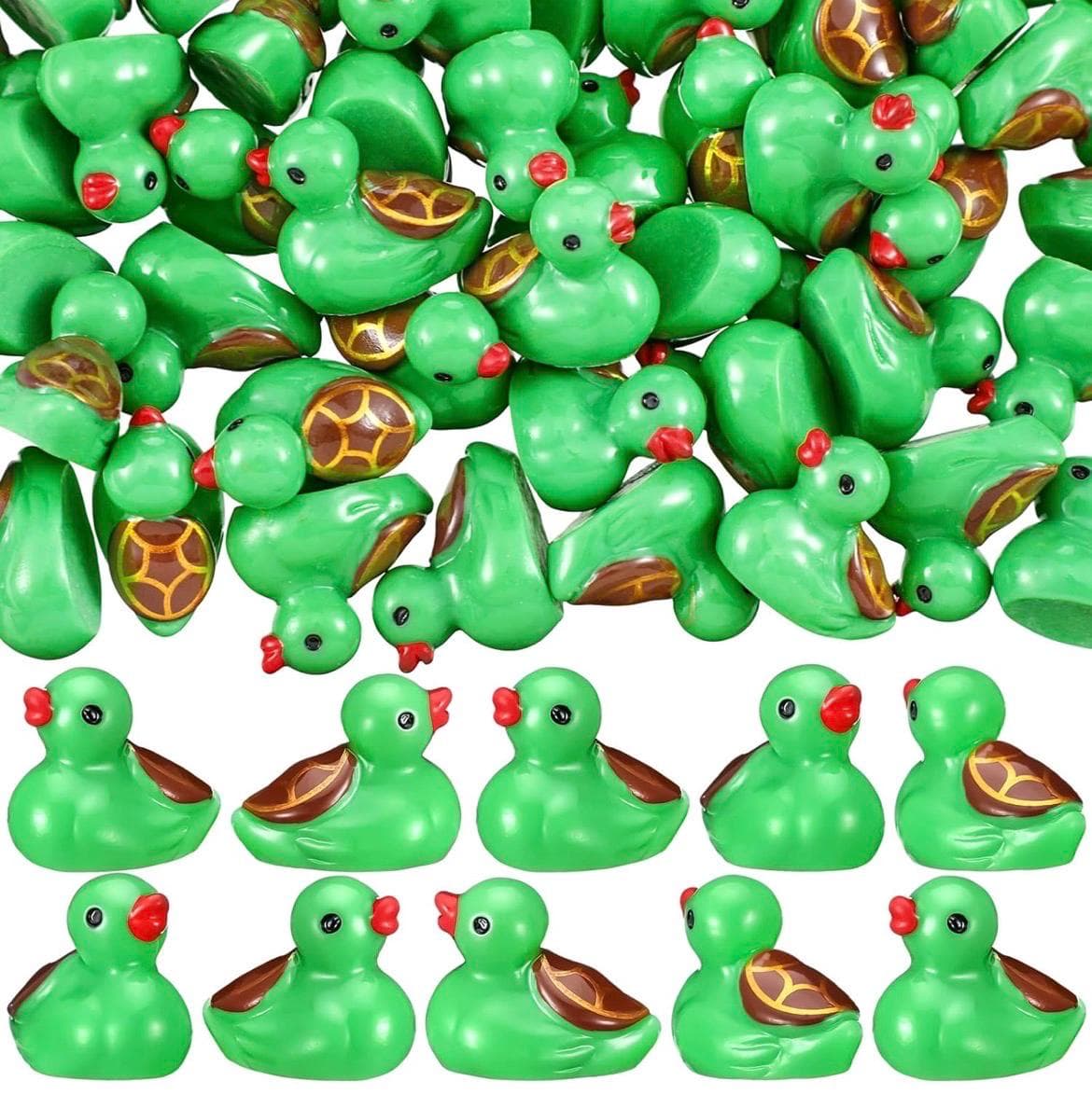 Mini Turtle Duck Figurines 5 Piece Set, Tiny Resin Ducks, Fairy Garden Decor, Cake Toppers, Micro Landscape, Jeep Ducks Cruise Ducks - Thumbnail 4