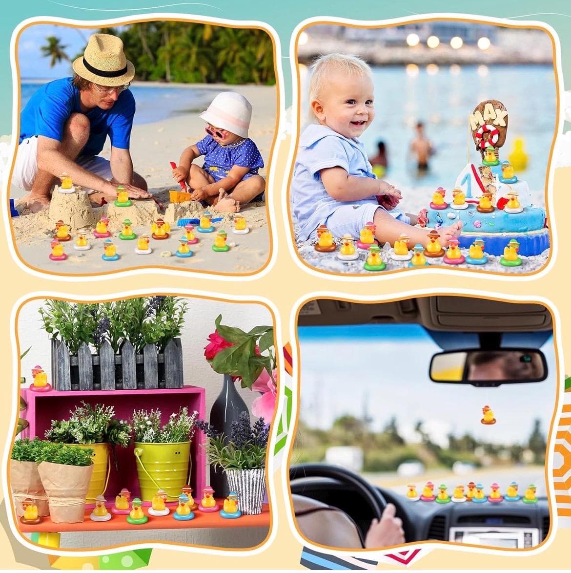 5 Pc Summer Pool Floaty Duck Set Mini Resin Figurines Gift Jeep & Cruise Ducks - Thumbnail 7