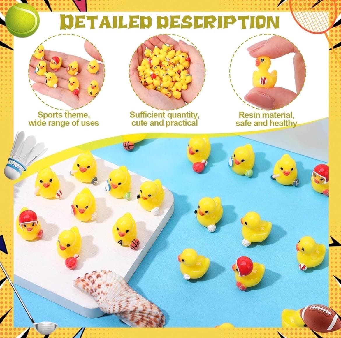 Set of 8 Mini Sports Ducks Resin, Jeep Ducks, Cruise Ducks Gift - Thumbnail 4