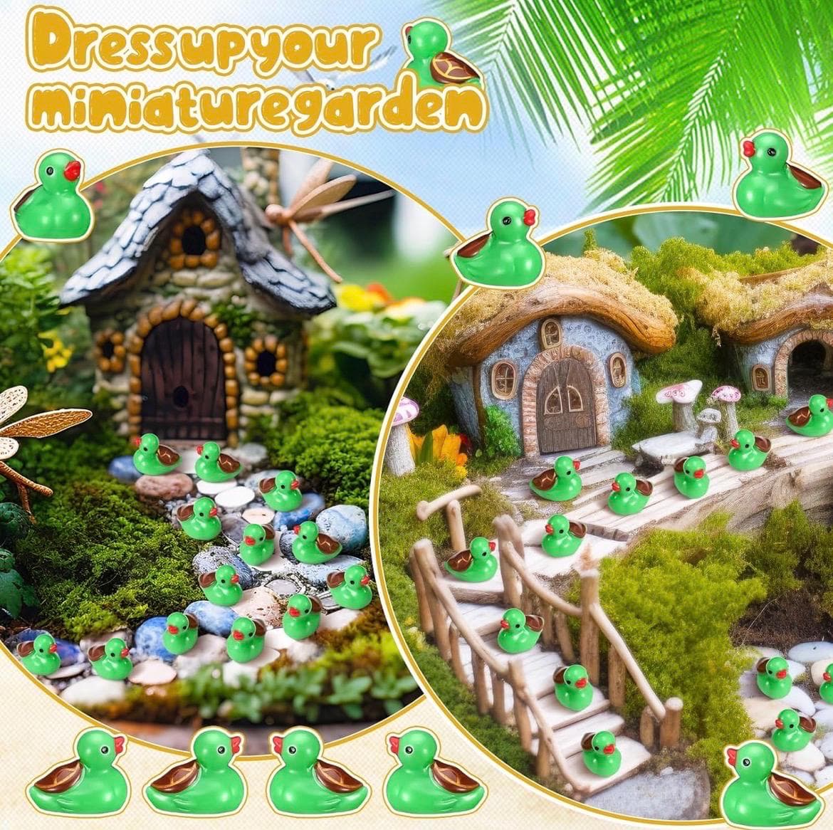 Mini Turtle Duck Figurines 5 Piece Set, Tiny Resin Ducks, Fairy Garden Decor, Cake Toppers, Micro Landscape, Jeep Ducks Cruise Ducks - Thumbnail 5