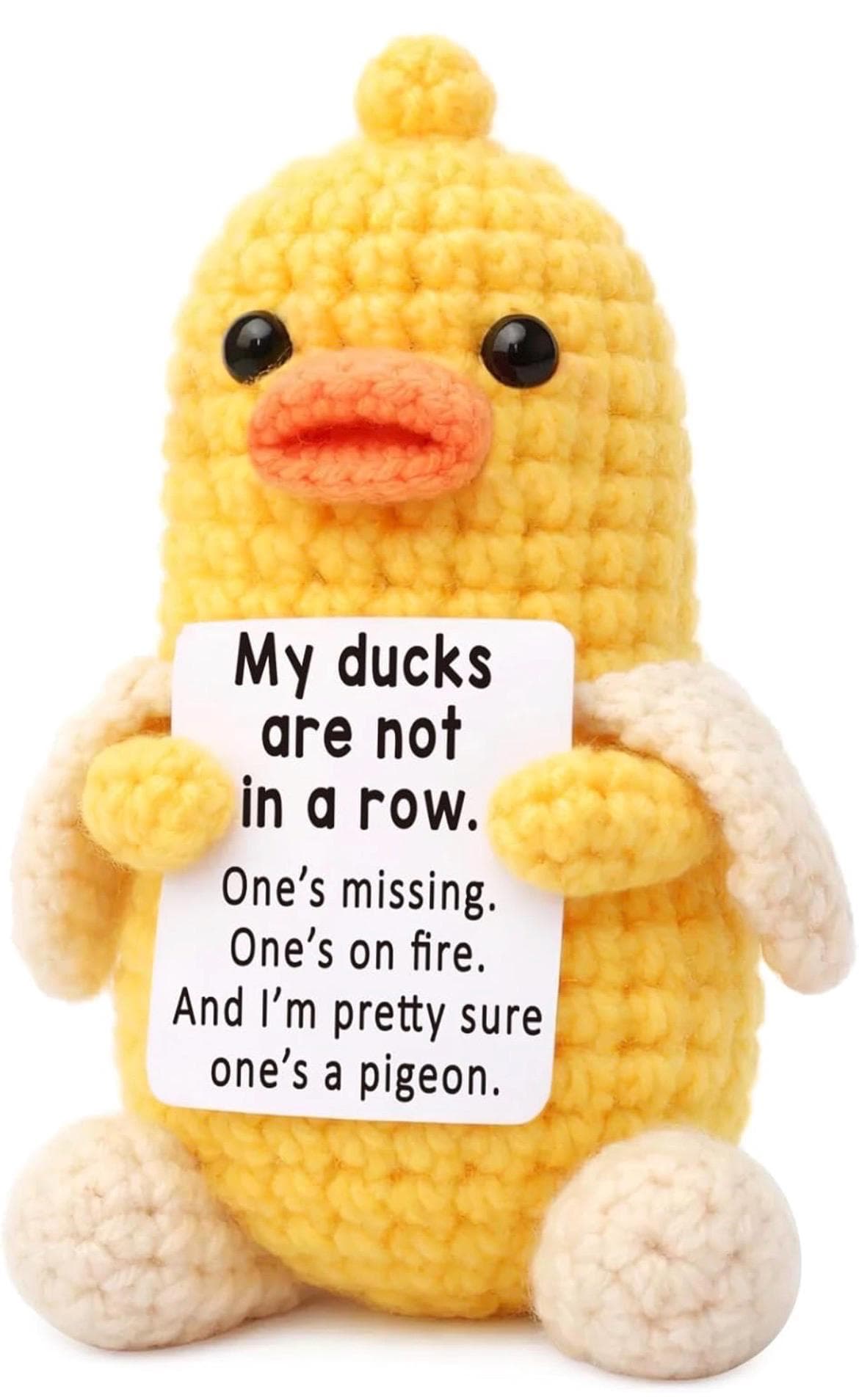 Mini Positive Crochet Duck Gift, Funny Inspirational Duck Plush, Stress Relief Gift, Cute Desk Decor, Unique Gift for Women Men - Thumbnail 6
