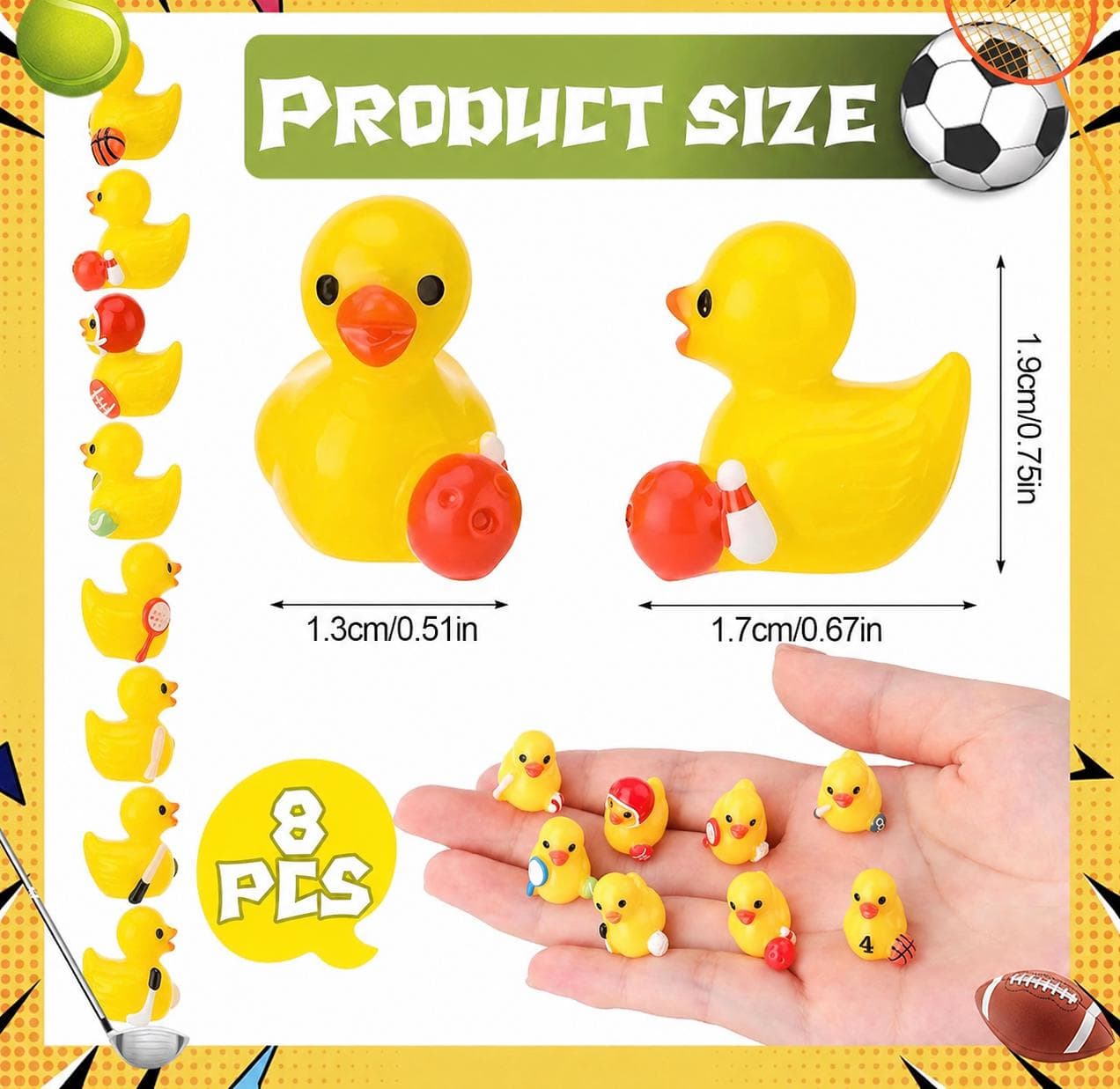 Set of 8 Mini Sports Ducks Resin, Jeep Ducks, Cruise Ducks Gift - Thumbnail 2
