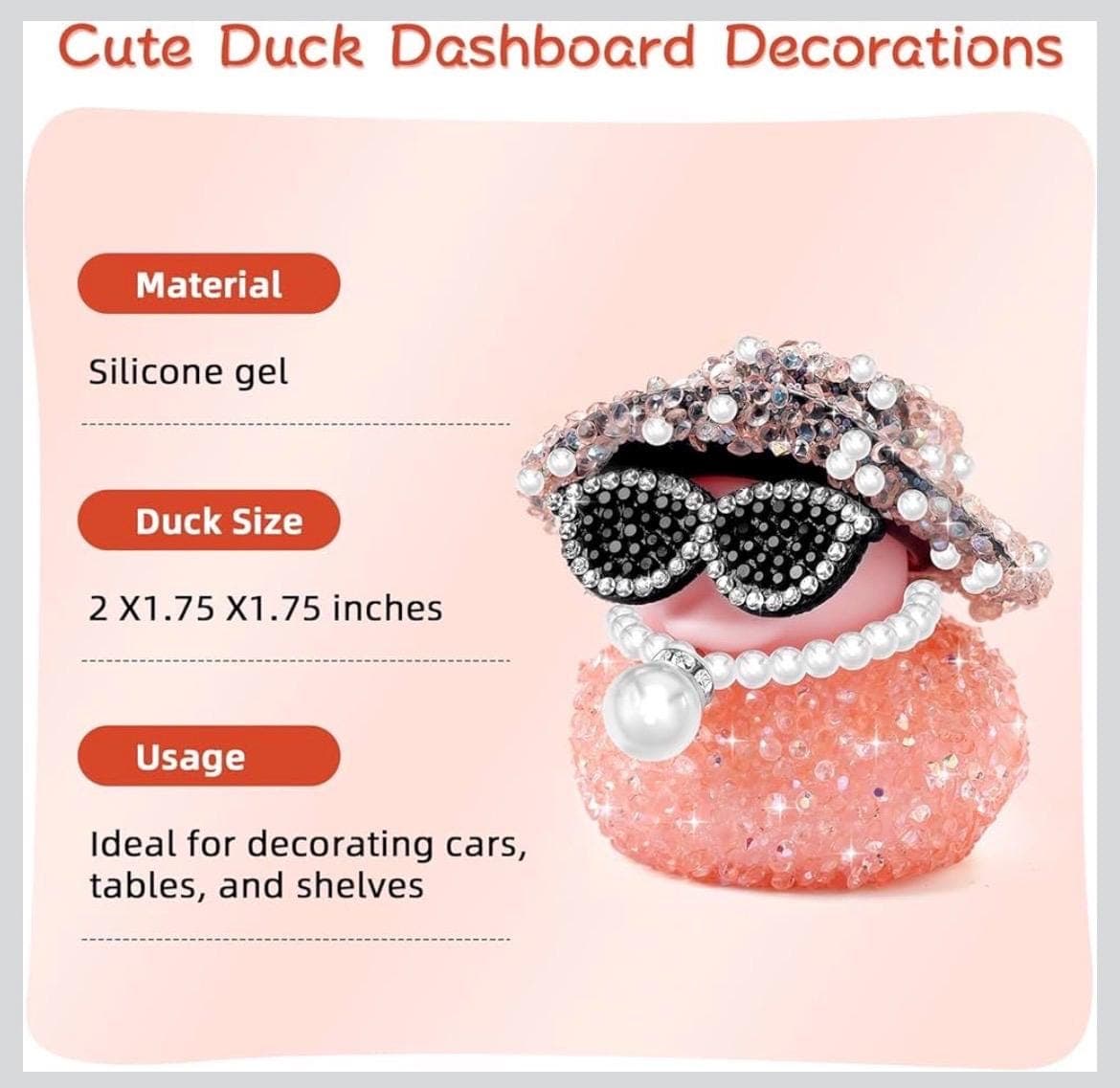 Bling Rubber Duck Set, Rhinestone Car Dashboard Decor, Jeep Cruise Ducks - Thumbnail 2