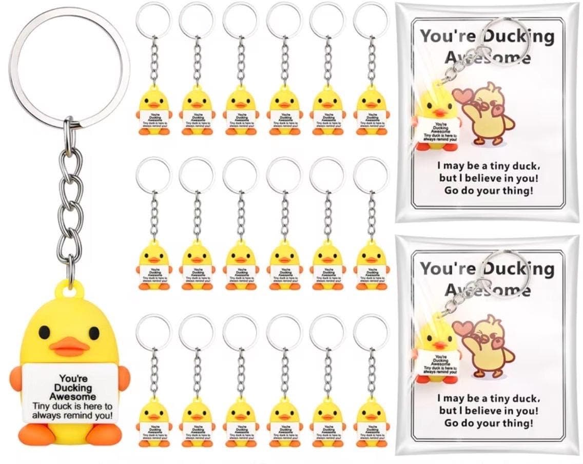 5 Pack Inspirational Duck Keychain Gift Set with Cards – Positive Encouragement Ducks, Cruise Jeep Gifts - Thumbnail 3