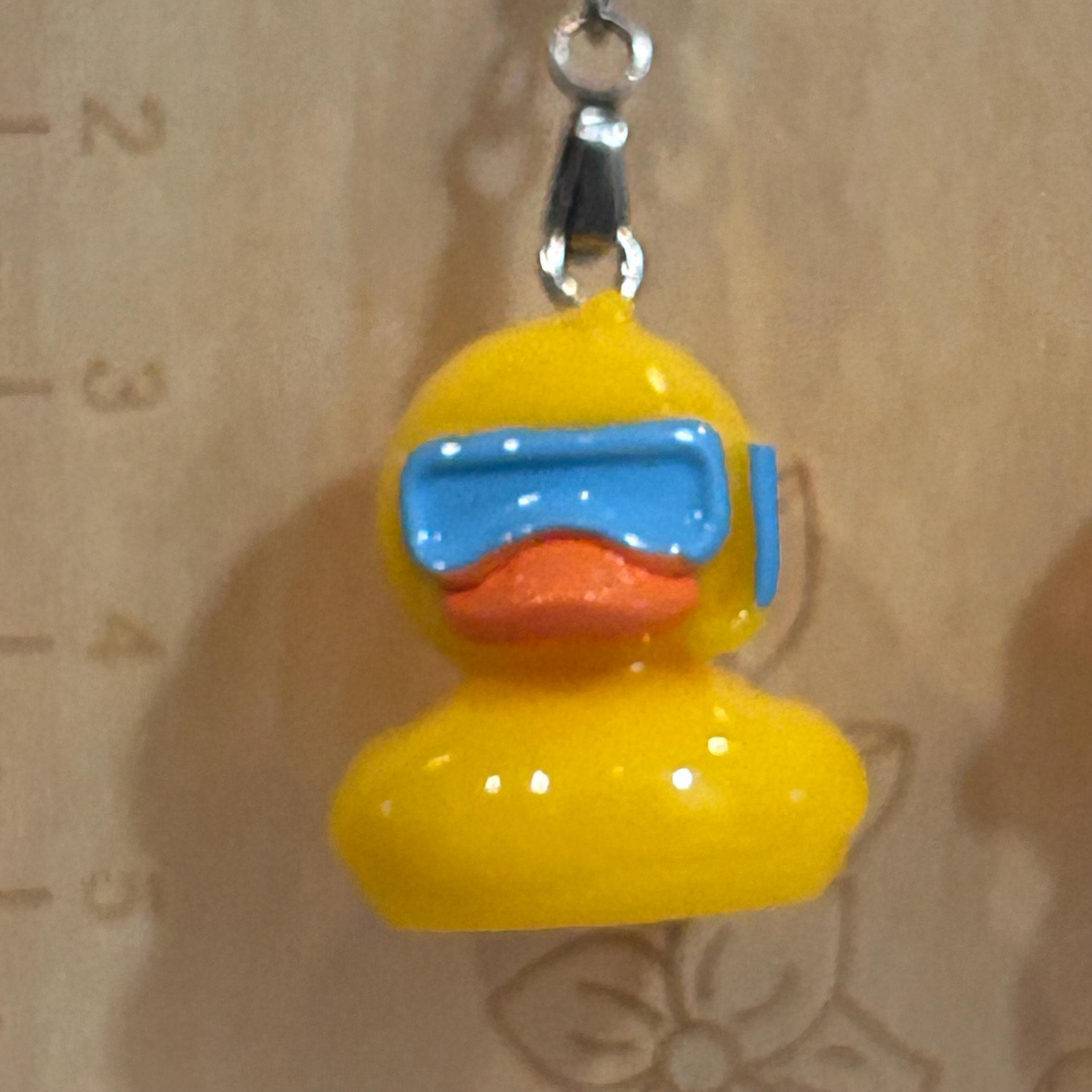 Snorkel Duck Resin Earrings – Yellow Rubber Duck Beach Vacation Jewelry - Thumbnail 3
