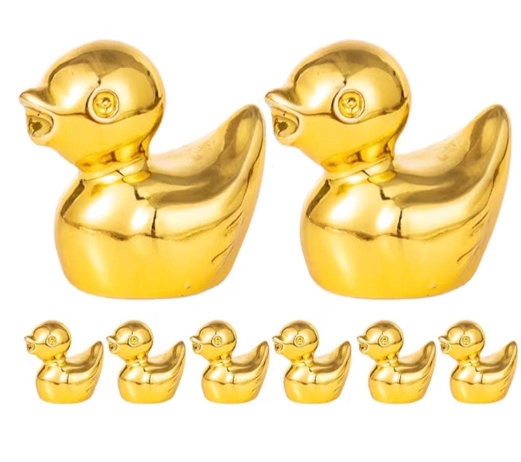 20 Gold Mini Resin Ducks – Tiny Cake Decor, Fairy Garden, Party Favors - Thumbnail 3