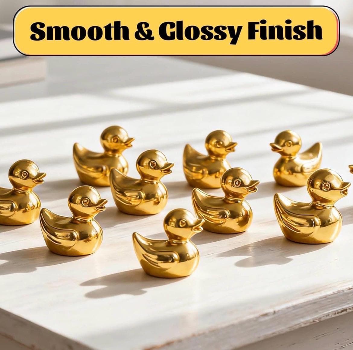 20 Gold Mini Resin Ducks – Tiny Cake Decor, Fairy Garden, Party Favors - Thumbnail 4