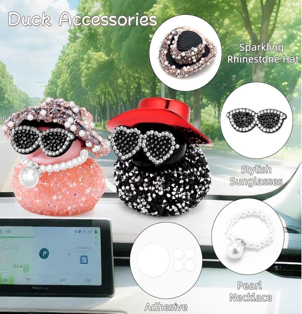 Bling Rubber Duck Set, Rhinestone Car Dashboard Decor, Jeep Cruise Ducks - Thumbnail 6