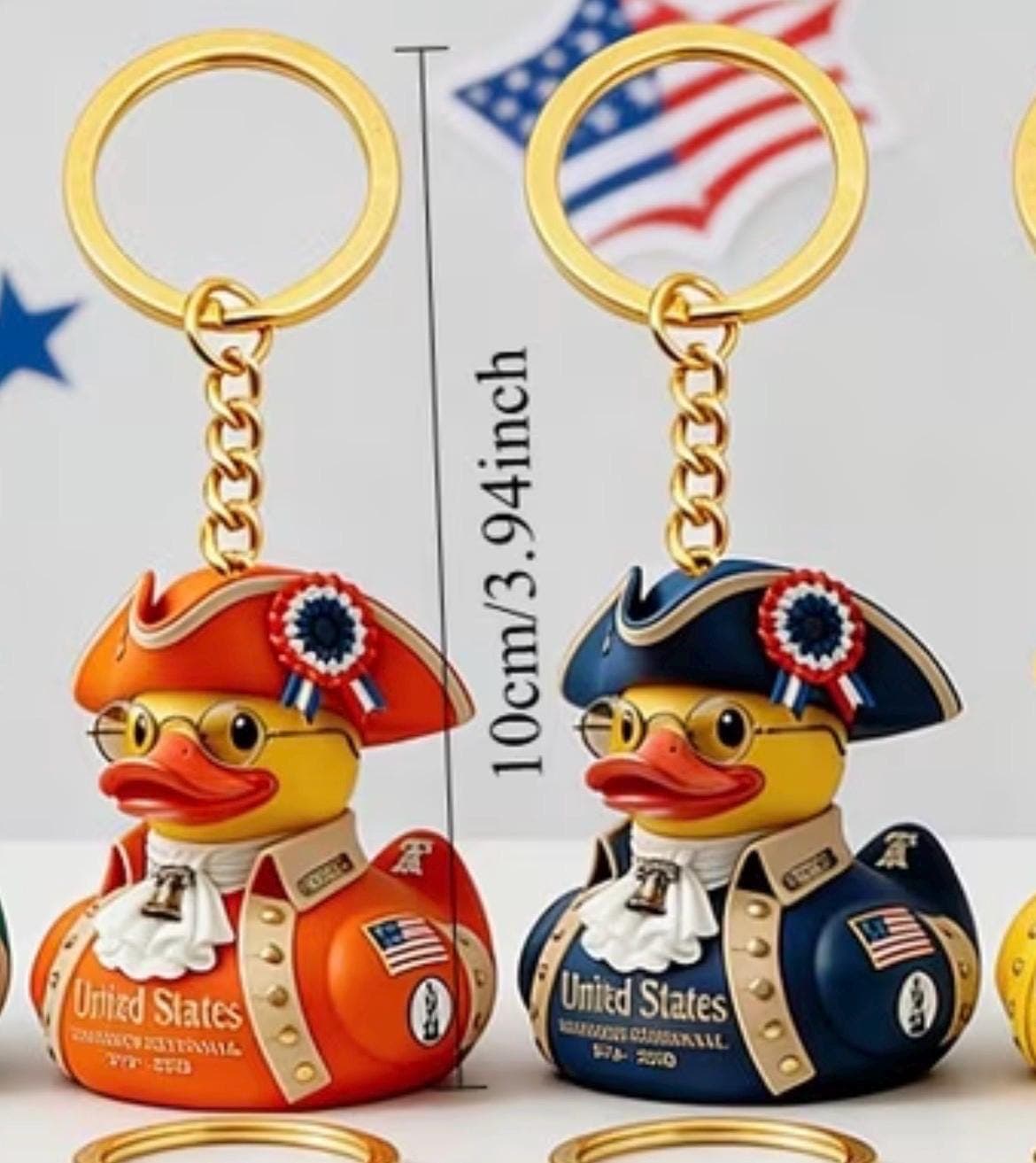 10pc Patriotic Duck Keychains | American Revolution Colonial Theme Bulk Set - Thumbnail 2