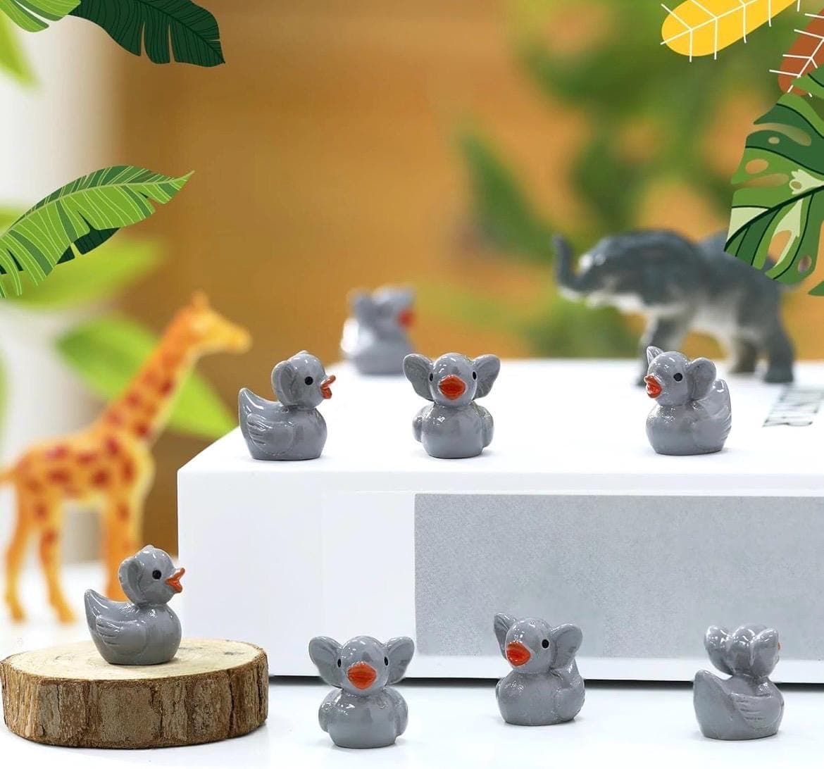 Mini Elephant Duck Set 5pc Tiny Resin Ducks Garden & Cake Decor - Thumbnail 3
