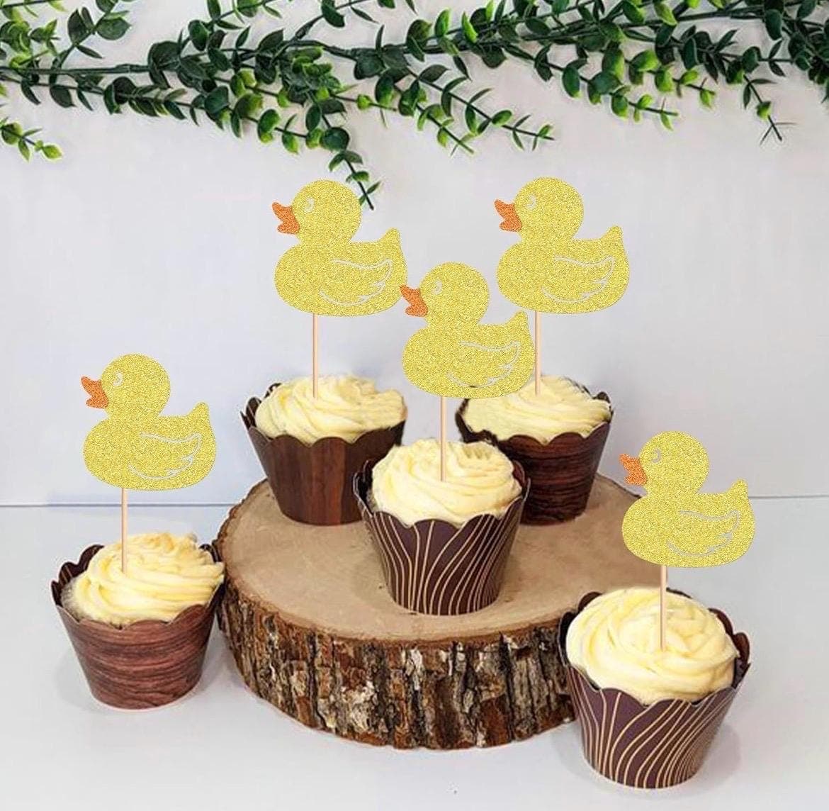 12PCS Glitter Yellow Duck Cupcake Toppers for Baby Shower Birthday Decorations - Thumbnail 6