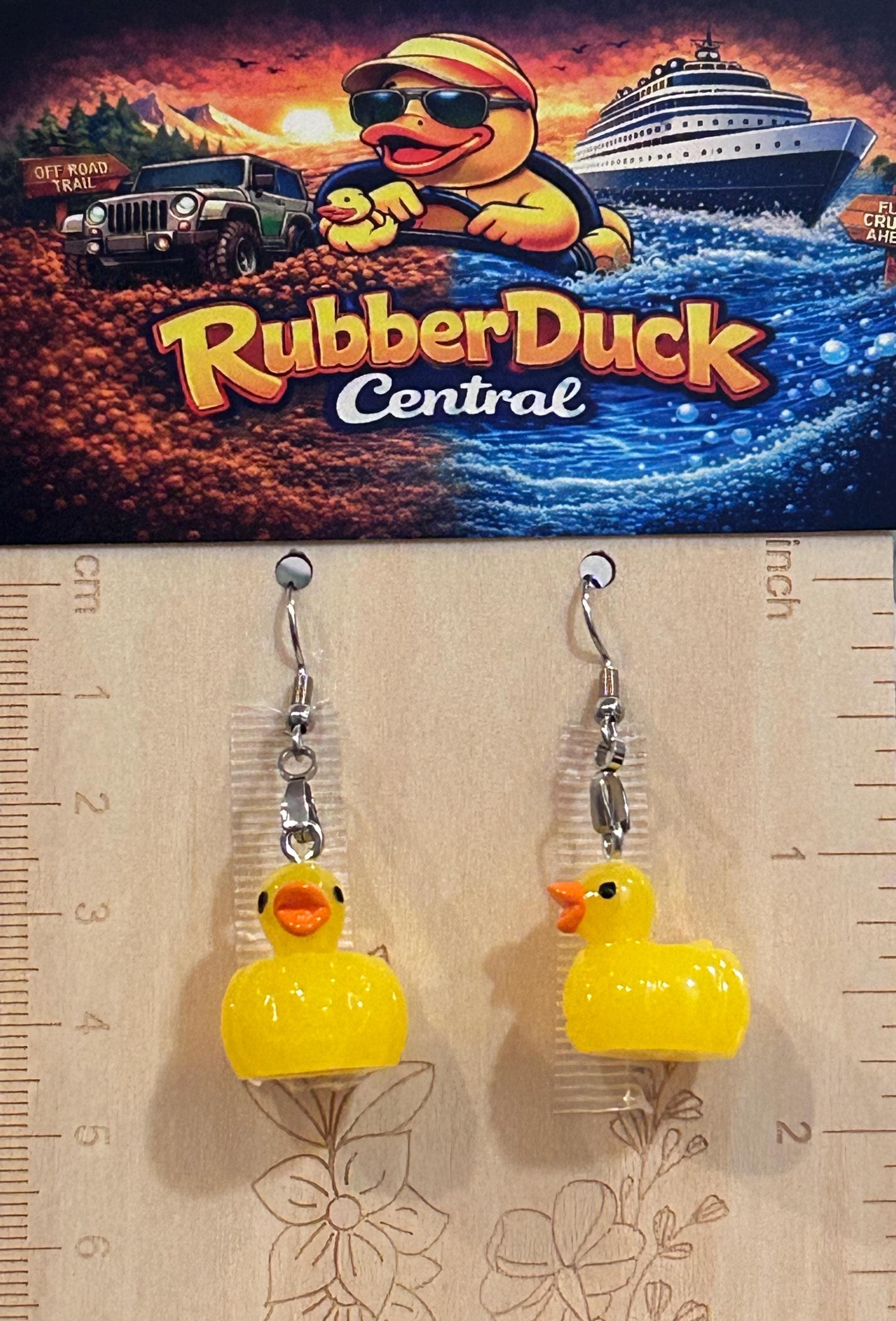Mini Pumpkin Resin Duck Earrings, Yellow Autumn Halloween Jewelry, Jeep Cruise Gift - Thumbnail 5