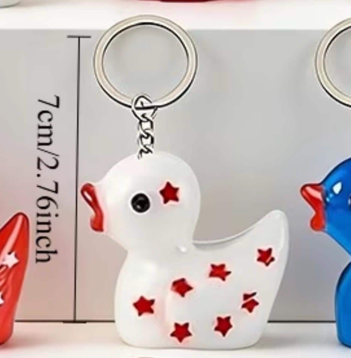 12pc Patriotic Duck Keychains | 2D Flat Acrylic Rubber Ducks (Ducking Set) - Thumbnail 3