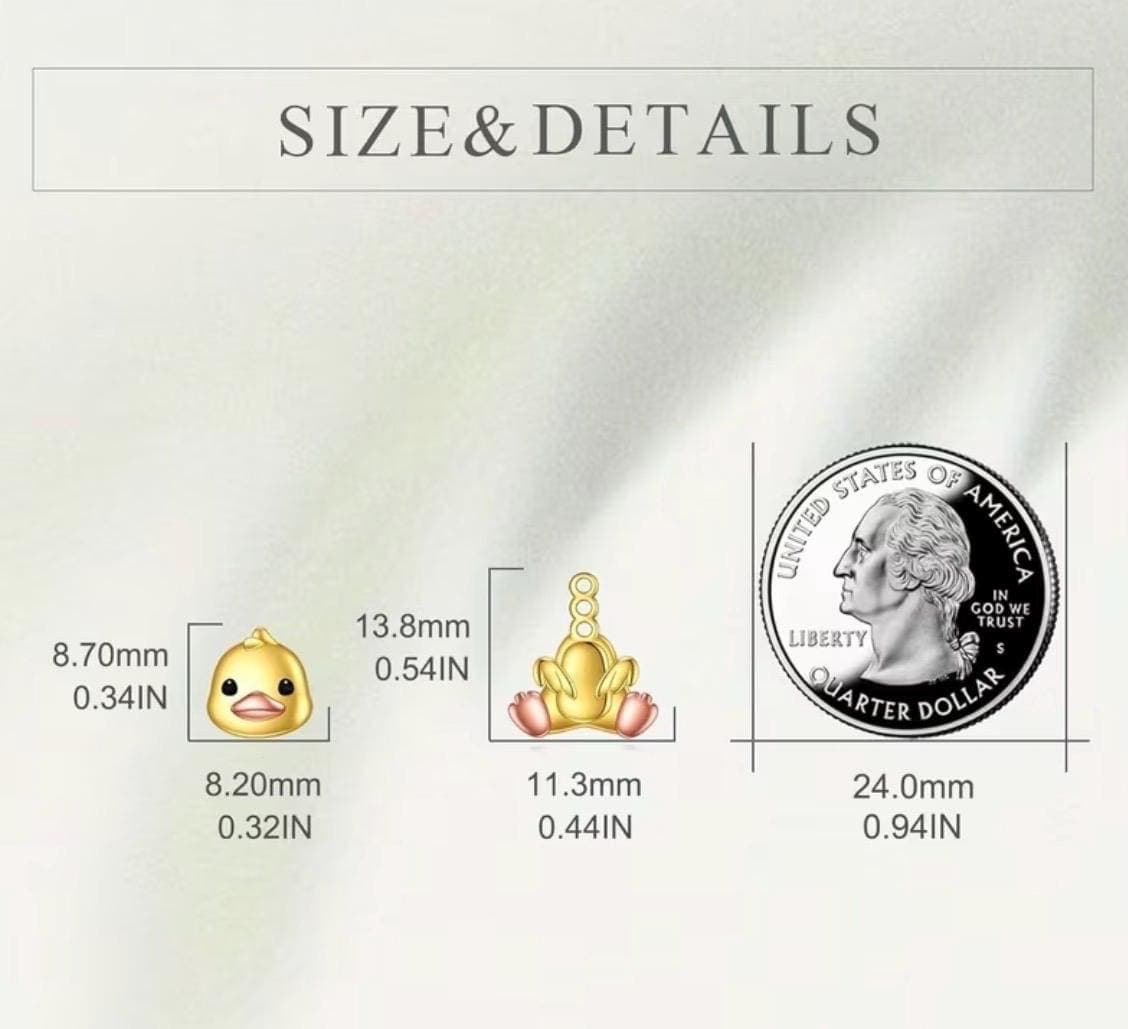 Interchangeable Gold Duck Earrings: 2-in-1 Design, Alloy Jewelry - Thumbnail 2