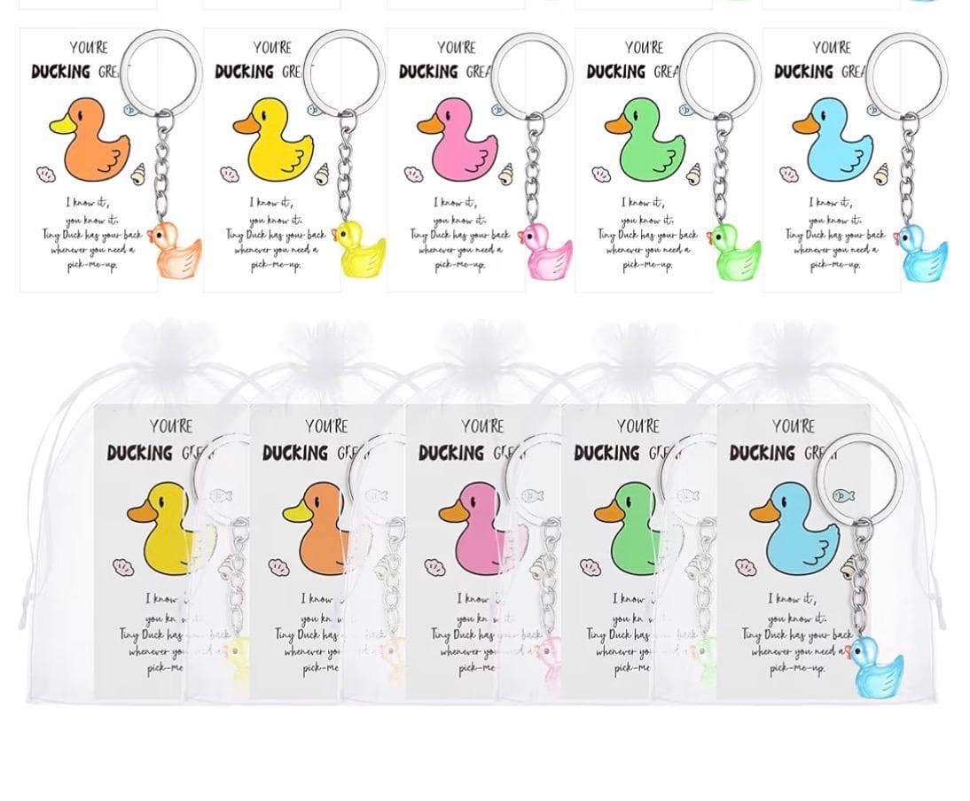 Glow in Dark Mini Duck Keychains | Luminescent Resin Duck Set (5 Pack) - Thumbnail 2