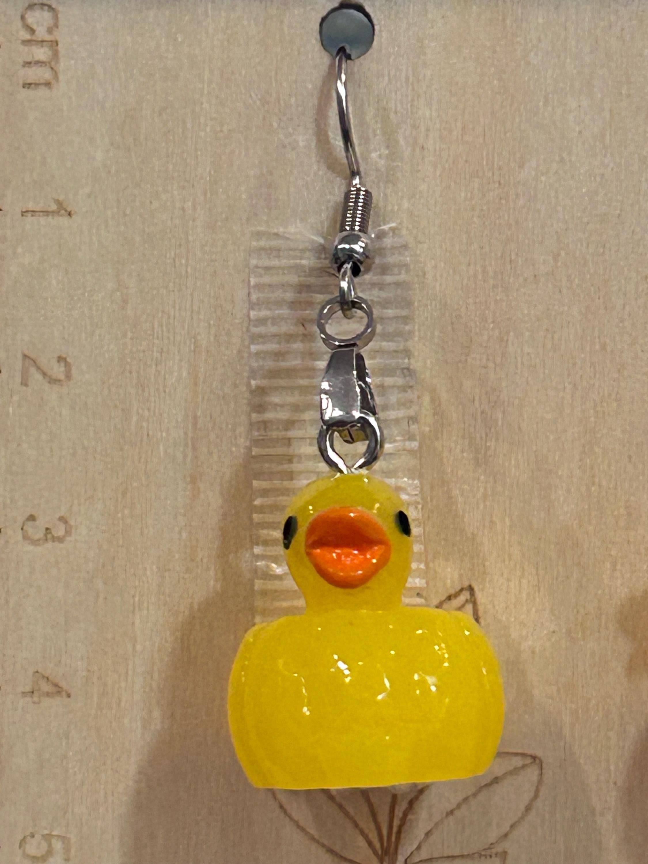 Mini Pumpkin Resin Duck Earrings, Yellow Autumn Halloween Jewelry, Jeep Cruise Gift - Thumbnail 3