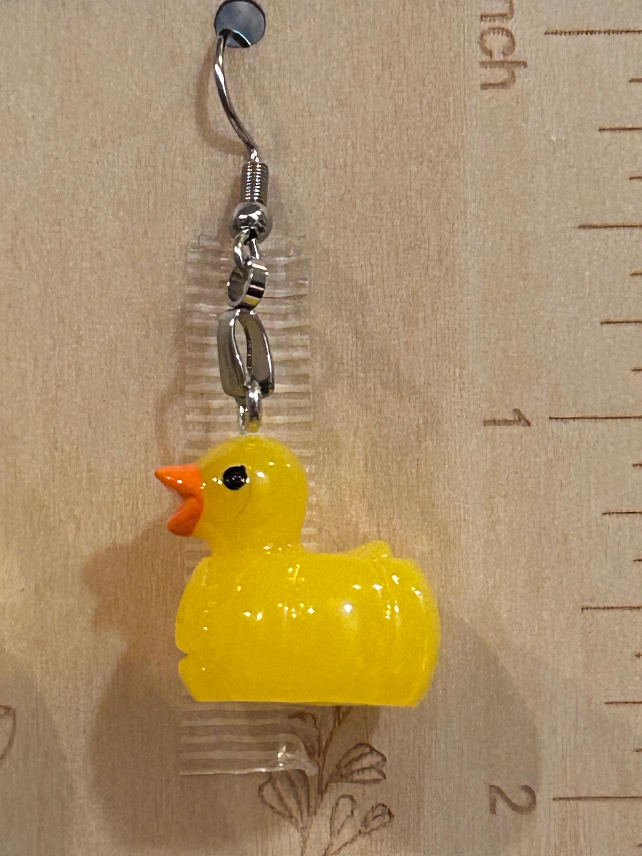 Mini Pumpkin Resin Duck Earrings, Yellow Autumn Halloween Jewelry, Jeep Cruise Gift - Thumbnail 4