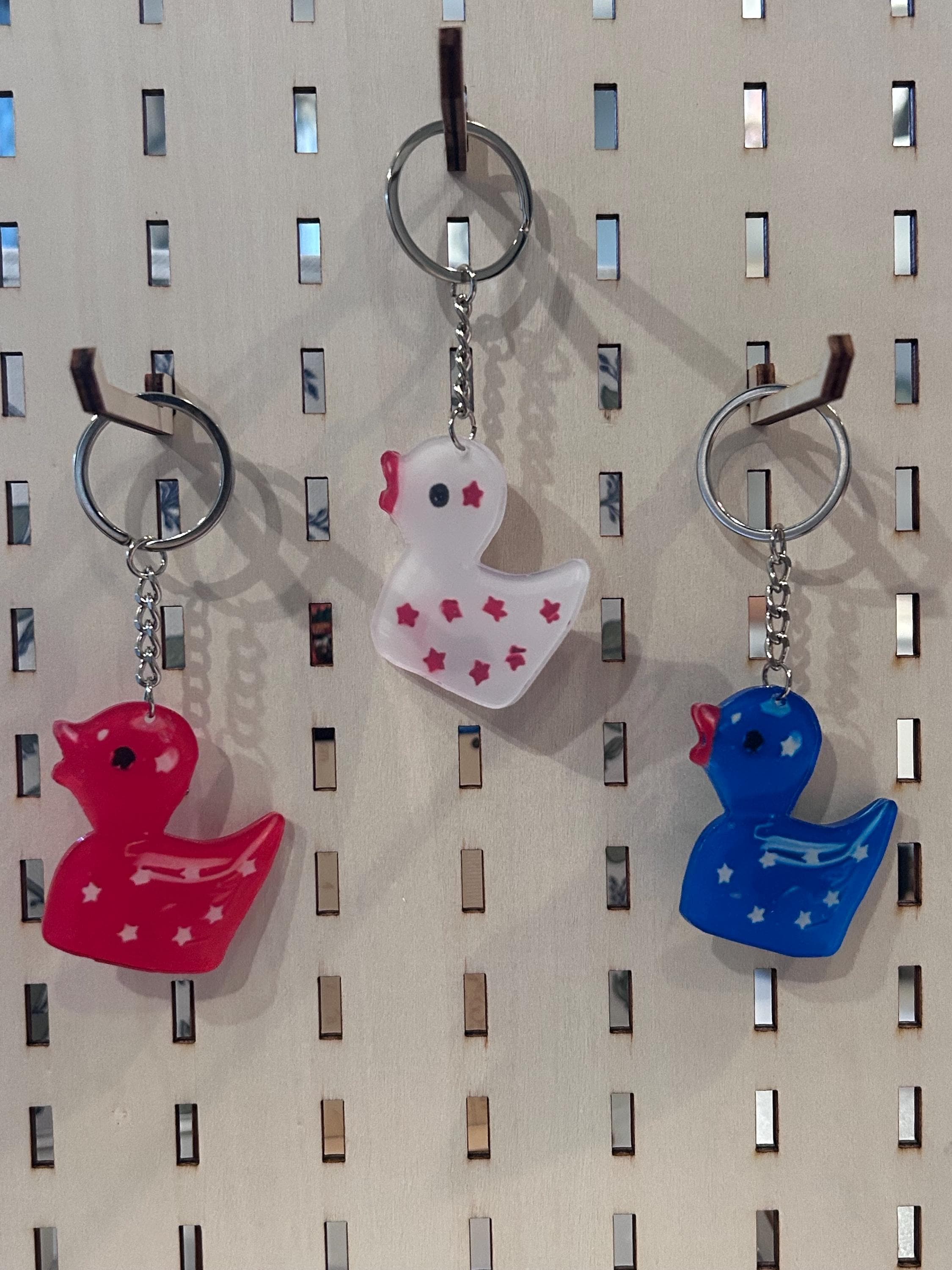 12pc Patriotic Duck Keychains | 2D Flat Acrylic Rubber Ducks (Ducking Set) - Thumbnail 5