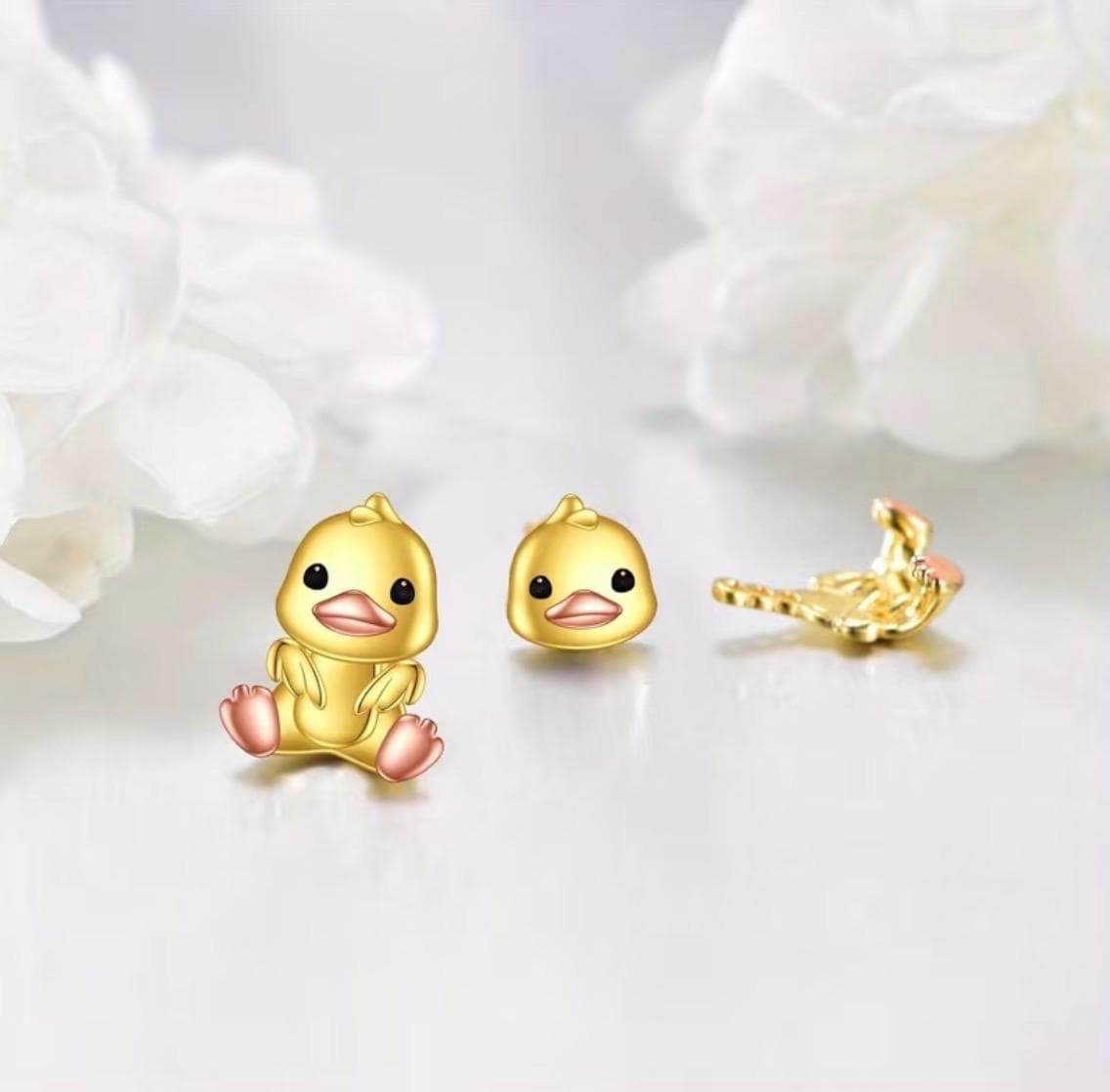 Interchangeable Gold Duck Earrings: 2-in-1 Design, Alloy Jewelry - Thumbnail 6