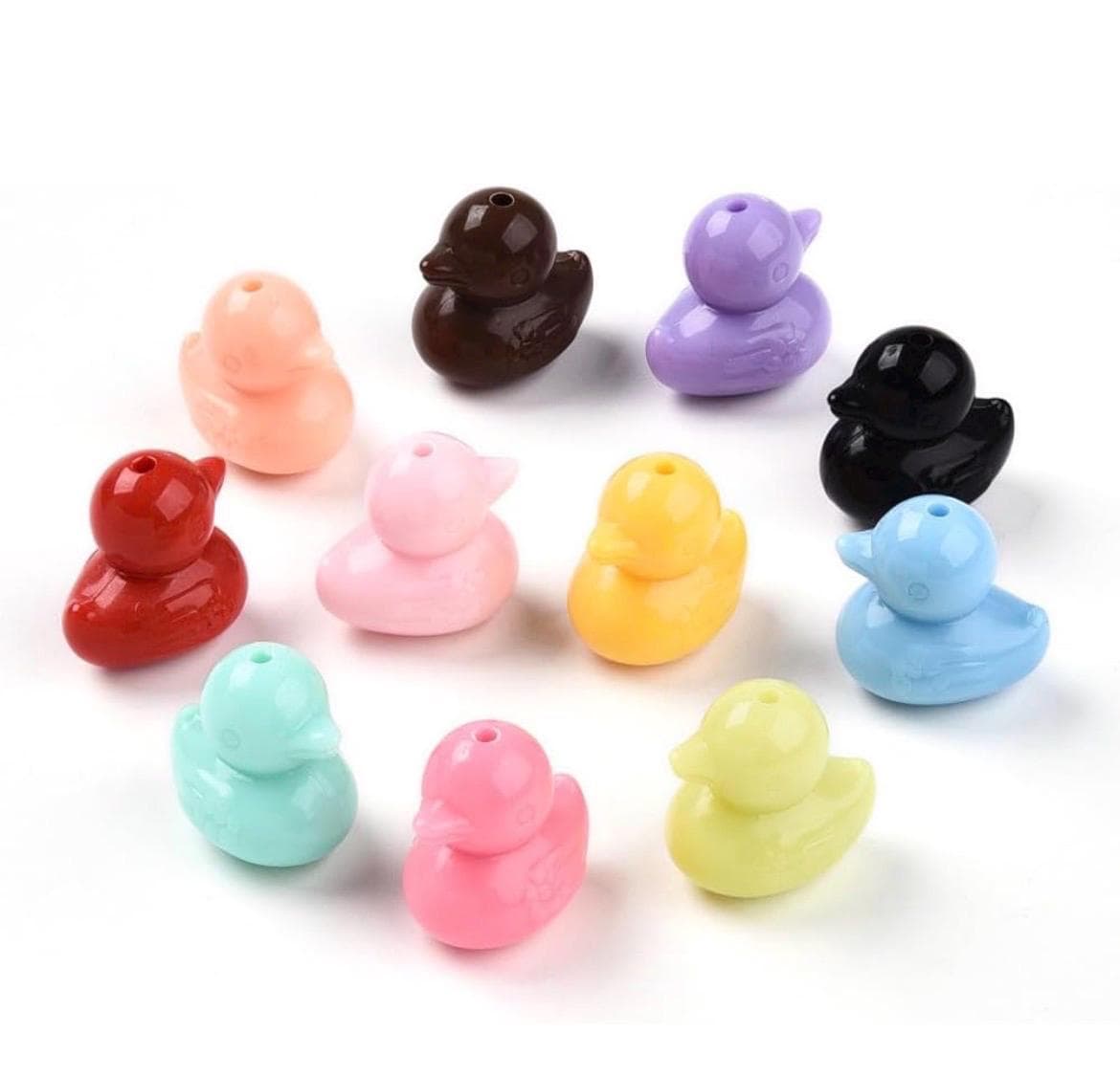20pc Acrylic Rubber Duck Beads, Mini Duck Charms Jewelry, DIY Crafts, Bracelets, Keychains - Thumbnail 5