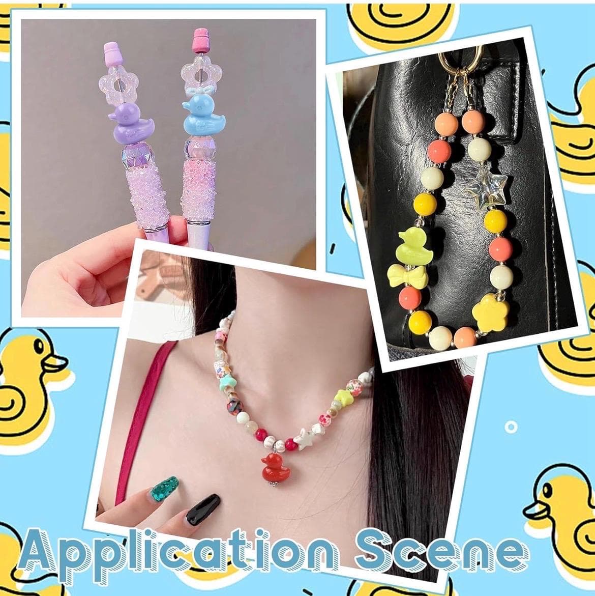20pc Acrylic Rubber Duck Beads, Mini Duck Charms Jewelry, DIY Crafts, Bracelets, Keychains - Thumbnail 6