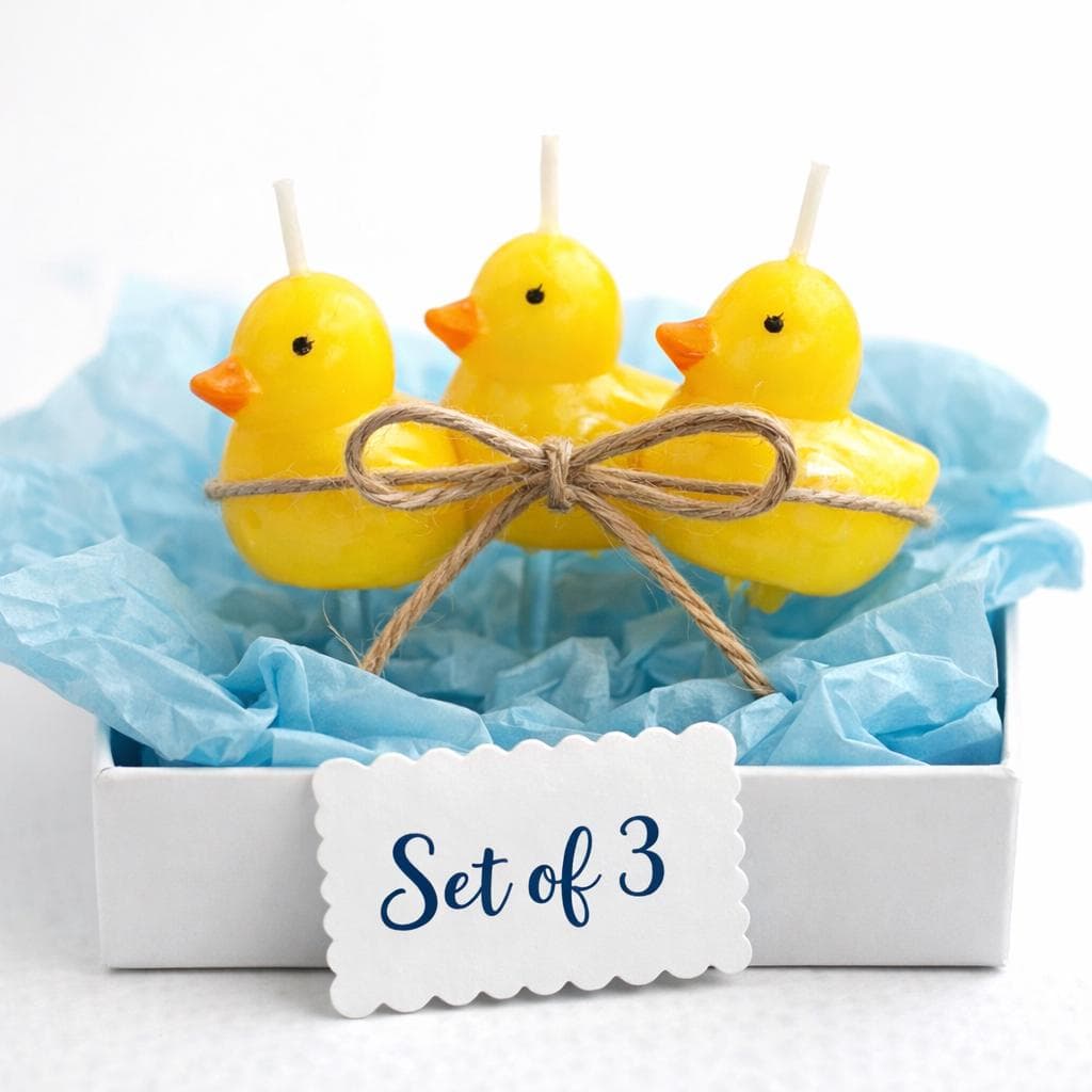 Set of 3 Yellow Rubber Duck Candles – Mini Duck Party Favors, Baby Shower Gift