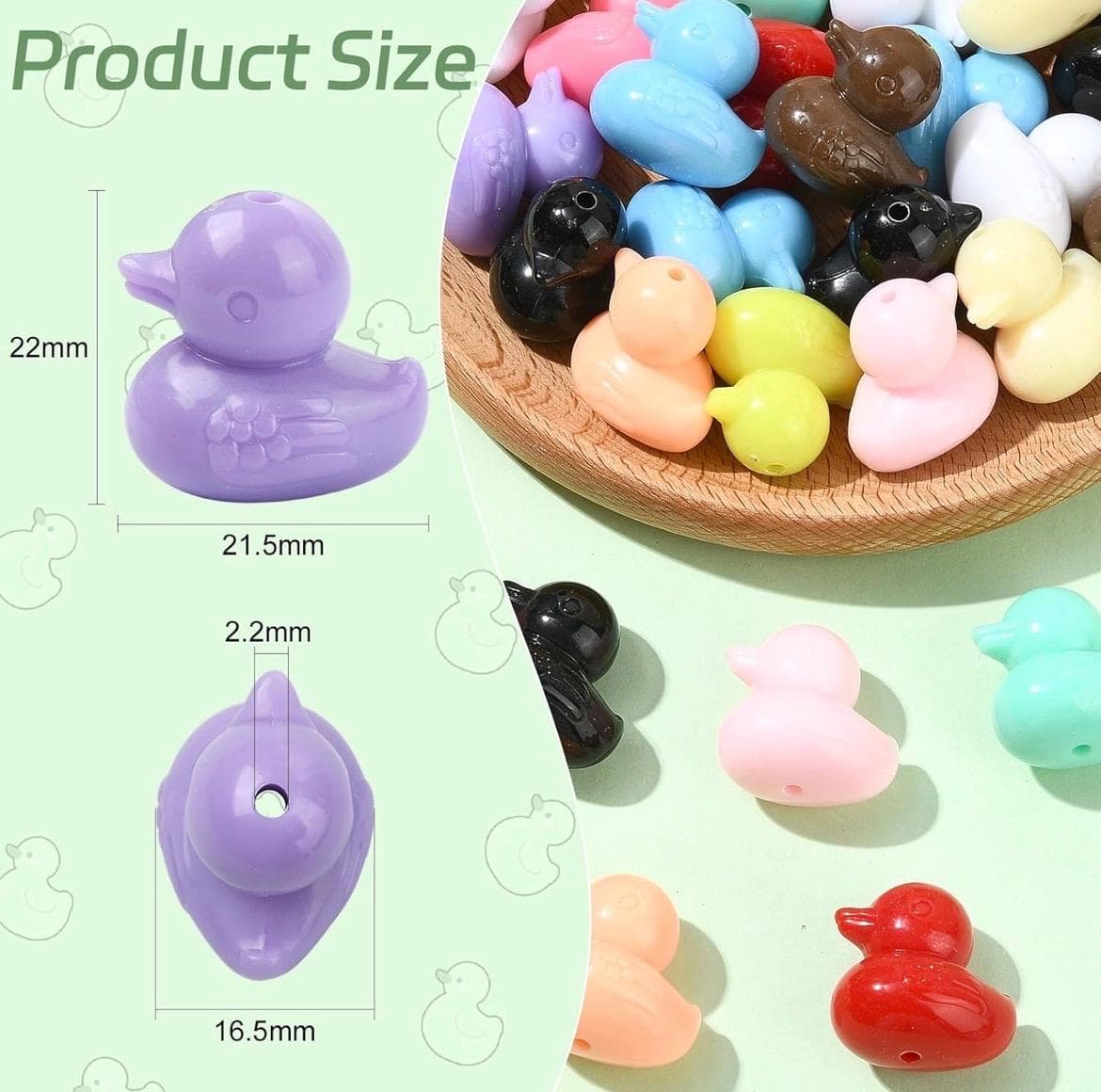 20pc Acrylic Rubber Duck Beads, Mini Duck Charms Jewelry, DIY Crafts, Bracelets, Keychains - Thumbnail 2